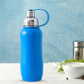 Kuber Industries Pack of 6 Vacuum Insulated Water Bottle| Stainless Steel Sipper Water Bottle | Hot & Cold Water Bottle | Leakproof, BPA Free, Rustproof | 750 ML | Blue